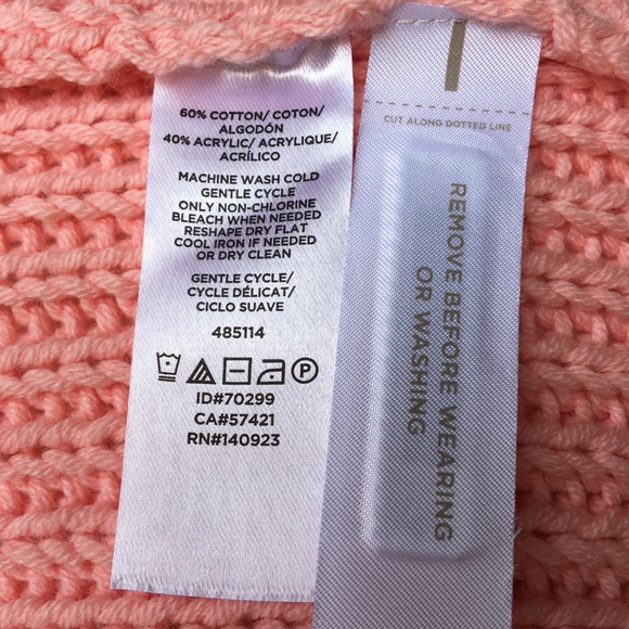 NWT LOFT Pointelle Scoop Back PeachPink Sweater XL - Picture 6 of 7